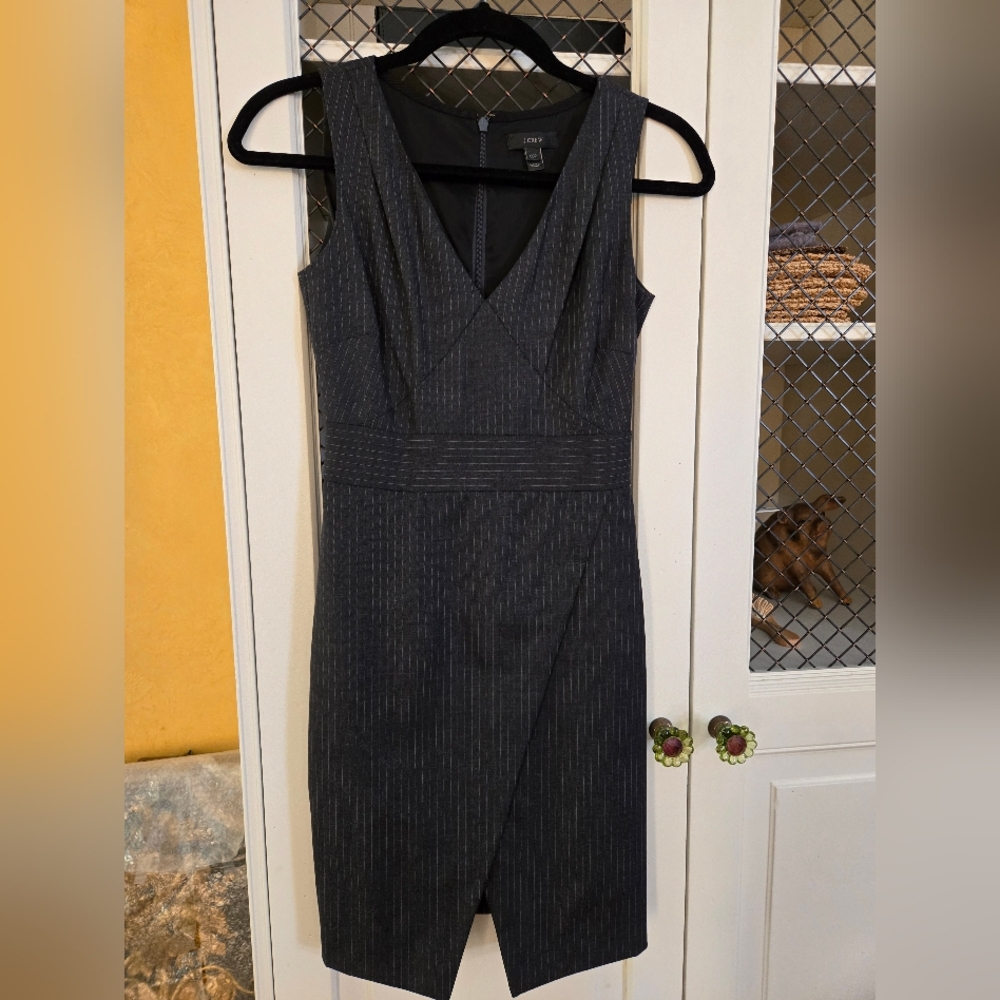 J.Crew Office Career Pinstripe Sleeveless Wool Dress